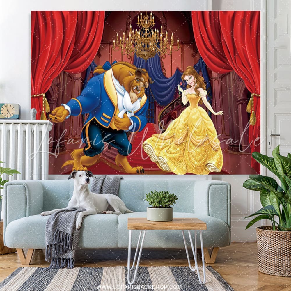 Lofaris Lovely Cartoon Beauty With Monster Birthday Backdrop