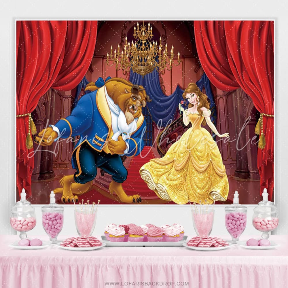 Lofaris Lovely Cartoon Beauty With Monster Birthday Backdrop