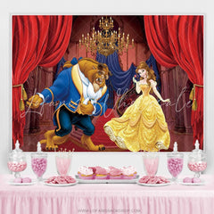 Lofaris Lovely Cartoon Beauty With Monster Birthday Backdrop