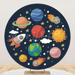 Lofaris Lovely Circle Galaxy Black Universe Baby Shower Backdrop