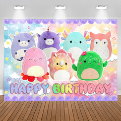 Lofaris Lovely Colorful Cartoon Animal Dolls Birthday Backdrop