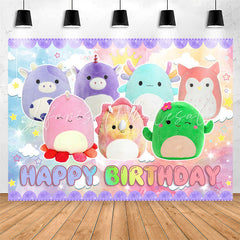 Lofaris Lovely Colorful Cartoon Animal Dolls Birthday Backdrop