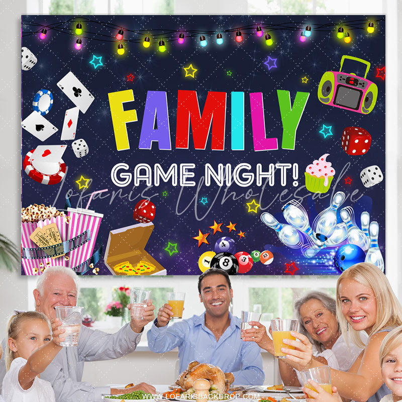 Lofaris Lovely Family Game Night Happy Birthday Backdrop