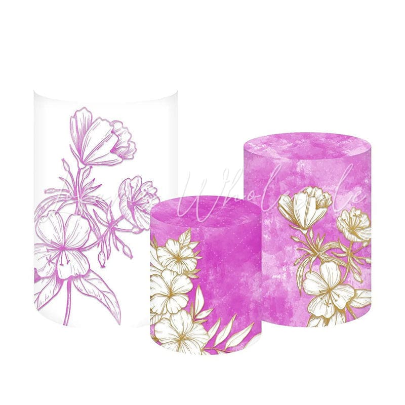 Lovely Flowers White Pink Themed Cover Cylinders Kit