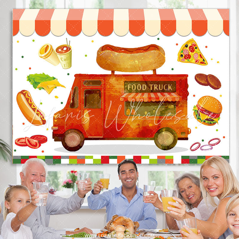 Lofaris Lovely Food Truck Birthday Backdrop For Kids Party