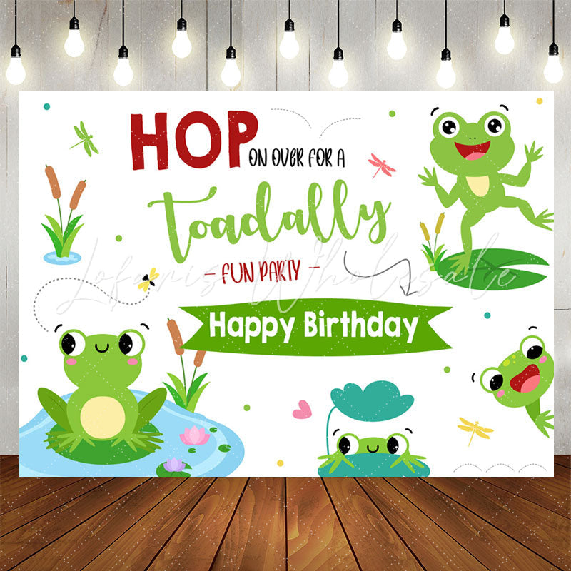 Lofaris Lovely Frogs Hop Toadally Birthday Backdrop For Kids