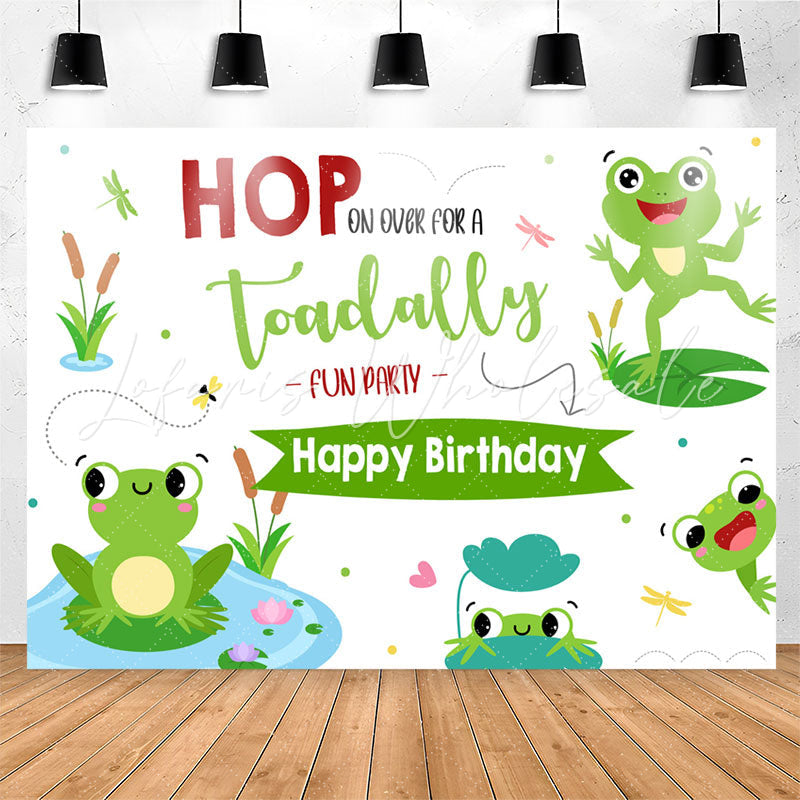 Lofaris Lovely Frogs Hop Toadally Birthday Backdrop For Kids
