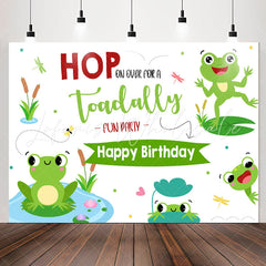 Lofaris Lovely Frogs Hop Toadally Birthday Backdrop For Kids
