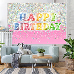 Lofaris Lovely Glitter Pink Happy Birthday Backdrop For Girl