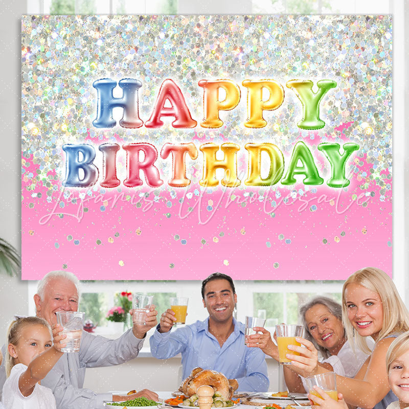 Lofaris Lovely Glitter Pink Happy Birthday Backdrop For Girl