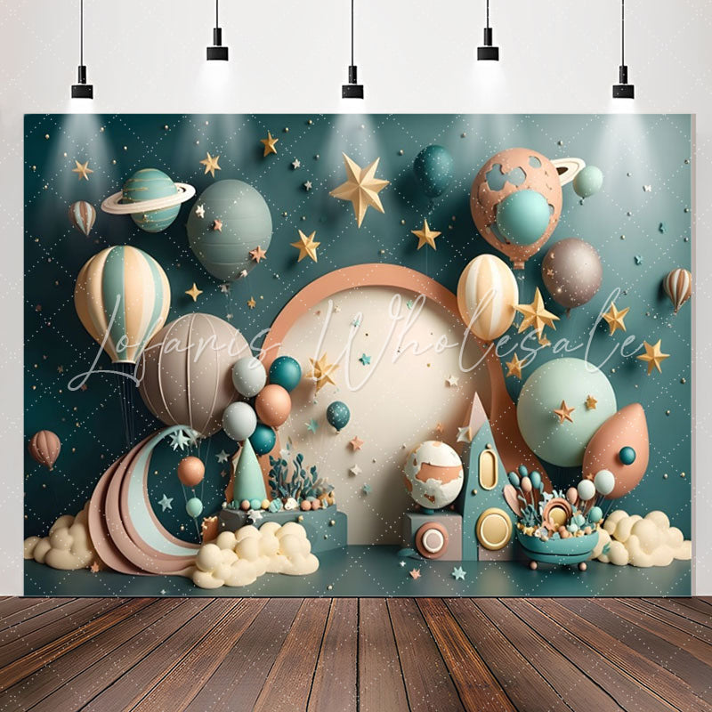Lofaris Lovely Hot Air Balloon Planet Star Birthday Backdrop