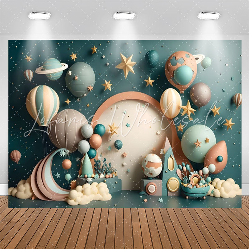 Lofaris Lovely Hot Air Balloon Planet Star Birthday Backdrop