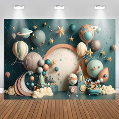 Lofaris Lovely Hot Air Balloon Planet Star Birthday Backdrop