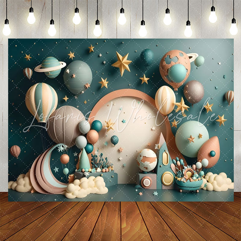 Lofaris Lovely Hot Air Balloon Planet Star Birthday Backdrop
