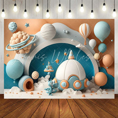 Lofaris Lovely Hot Air Balloon Spaceship Birthday Backdrop