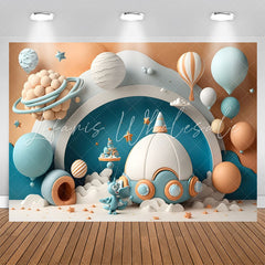 Lofaris Lovely Hot Air Balloon Spaceship Birthday Backdrop
