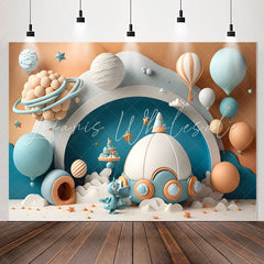 Lofaris Lovely Hot Air Balloon Spaceship Birthday Backdrop