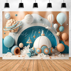 Lofaris Lovely Hot Air Balloon Spaceship Birthday Backdrop