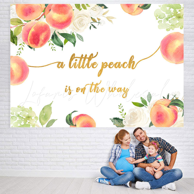 Lofaris Lovely Peach and White Floral Baby Shower Backdrop