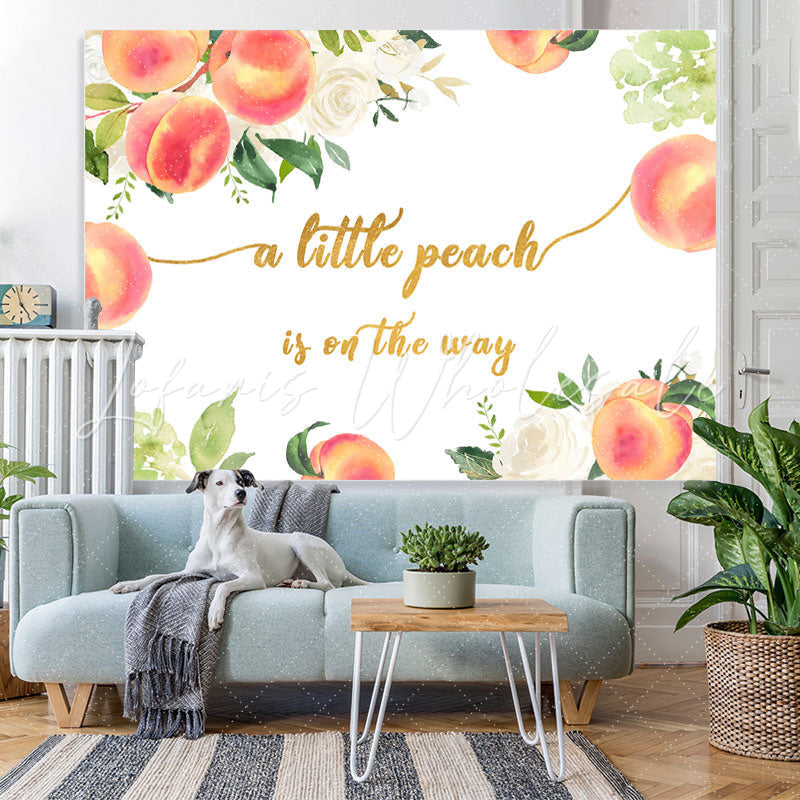 Lofaris Lovely Peach and White Floral Baby Shower Backdrop