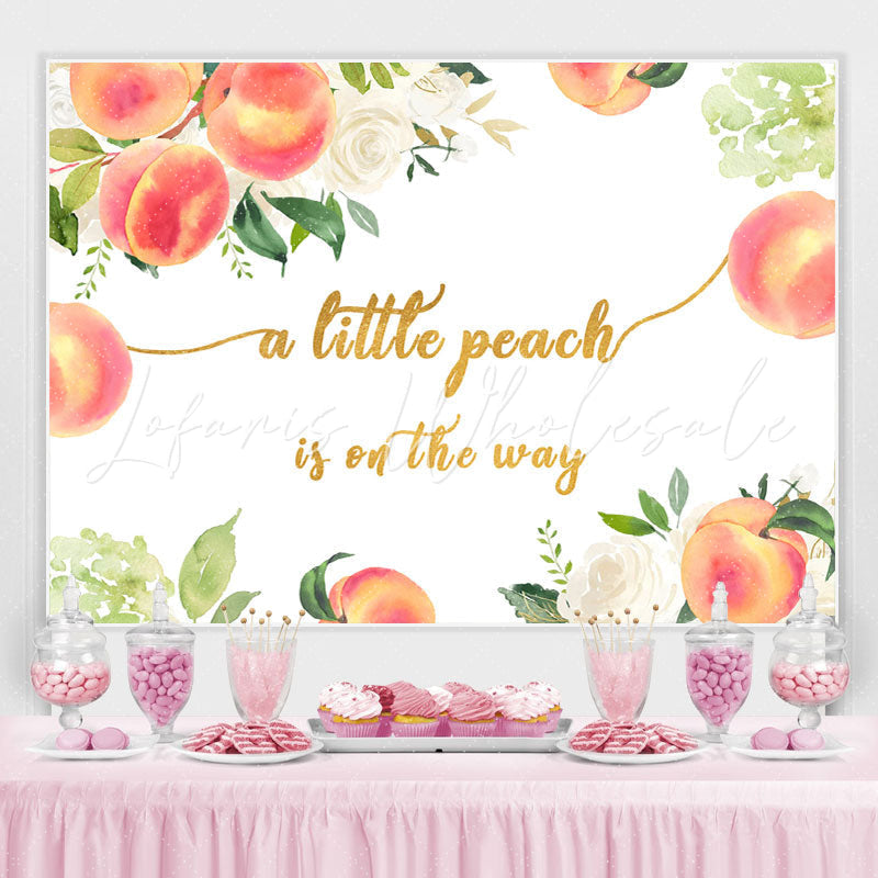 Lofaris Lovely Peach and White Floral Baby Shower Backdrop
