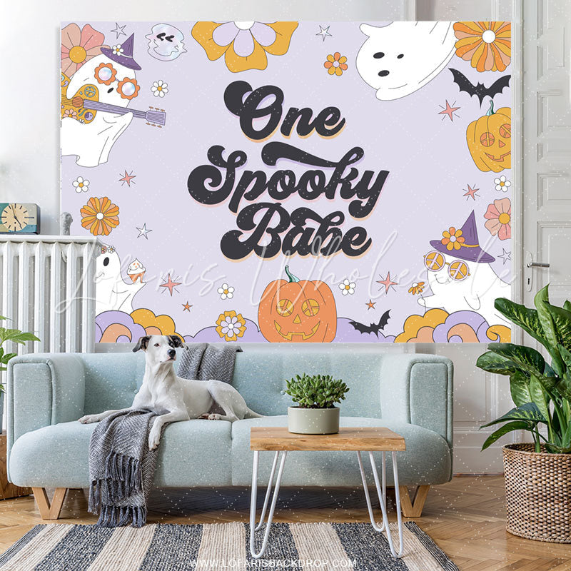 Lofaris Lovely Pumpkin Ghost Halloween Baby Shower Backdrop