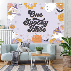 Lofaris Lovely Pumpkin Ghost Halloween Baby Shower Backdrop