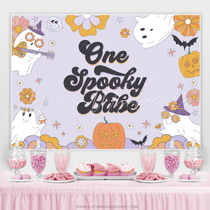Lofaris Lovely Pumpkin Ghost Halloween Baby Shower Backdrop