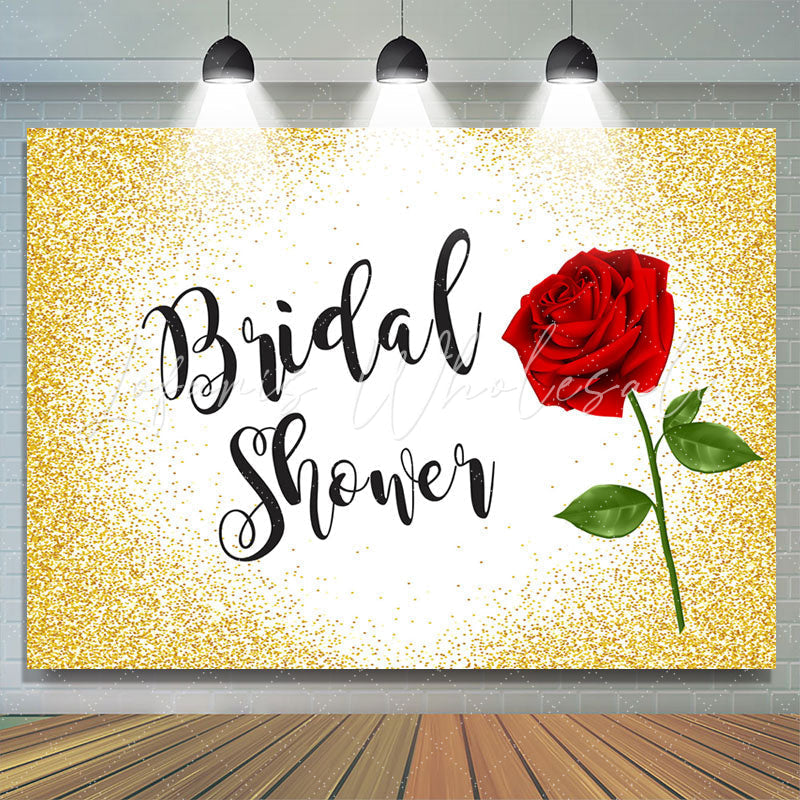 Lofaris Lovely Red Rose Simple Gold Dot Bridal Shower Backdrop