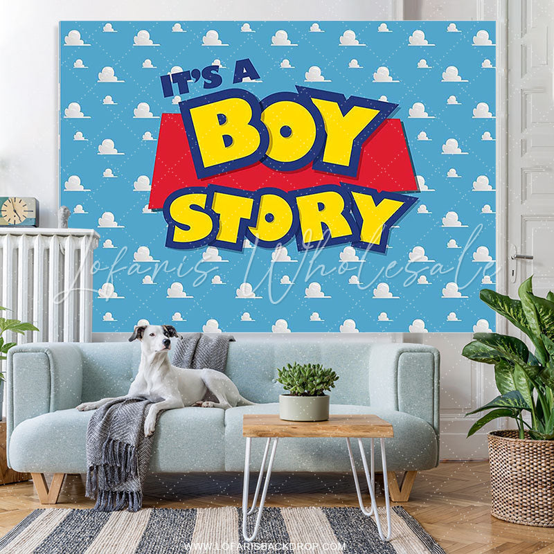 Lofaris Lovely Sky Cloud Its A Boy Story Baby Shower Backdrop