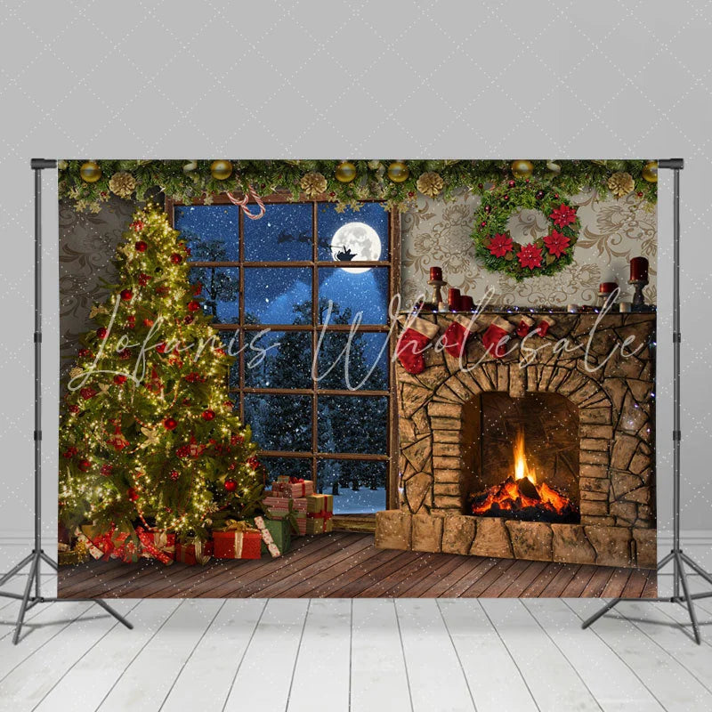 Lofaris Lovely Warm Christmas Snowy Night Holiday Backdrop