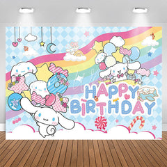 Lovely White Rabbit Rainbow Candy Birthday Backdrop