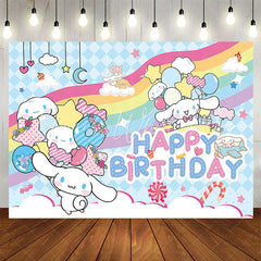 Lofaris Lovely White Rabbit Rainbow Candy Birthday Backdrop