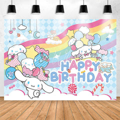 Lofaris Lovely White Rabbit Rainbow Candy Birthday Backdrop