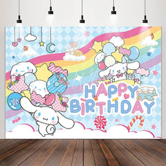 Lofaris Lovely White Rabbit Rainbow Candy Birthday Backdrop