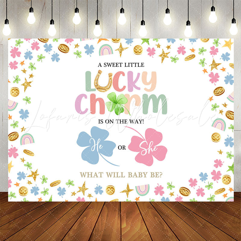 Lofaris Lucky Charm He Or She Clover Baby Shower Backdrop