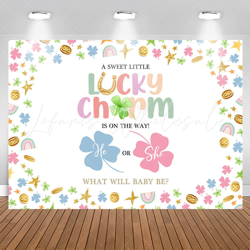 Lofaris Lucky Charm He Or She Clover Baby Shower Backdrop