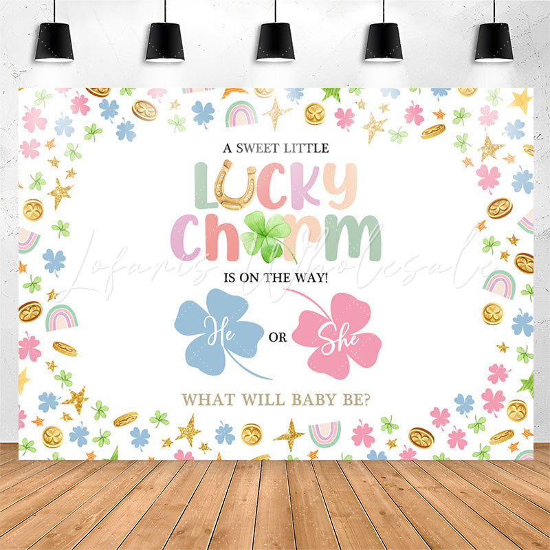 Lofaris Lucky Charm He Or She Clover Baby Shower Backdrop