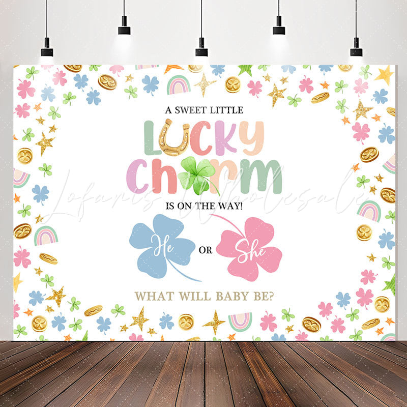 Lofaris Lucky Charm He Or She Clover Baby Shower Backdrop