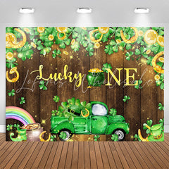 Lofaris Lucky One Clover Wooden Wall 1st Birthday Backdrop