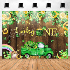 Lofaris Lucky One Clover Wooden Wall 1st Birthday Backdrop