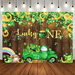 Lofaris Lucky One Clover Wooden Wall 1st Birthday Backdrop