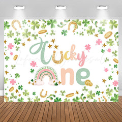 Lofaris Lucky One Green Gold Clover 1st Birthday Backdrop