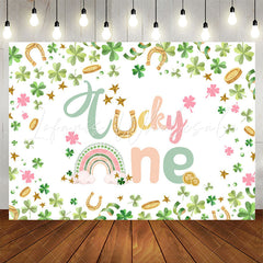 Lofaris Lucky One Green Gold Clover 1st Birthday Backdrop