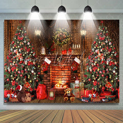 Lofaris Luxurious House With Fireplace Merry Christmas Backdrop