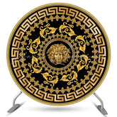 Lofaris Luxury Gold Black Vintage Pattern Round Backdrop For Party
