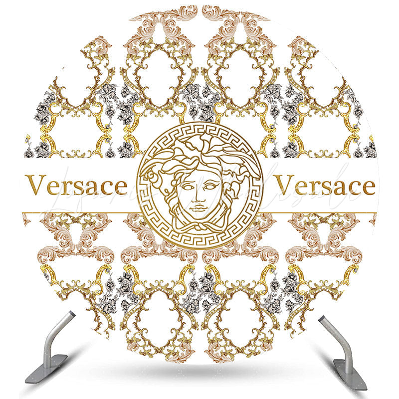 Lofaris Luxury Gold White Vintage Pattern Round Backdrop For Party