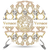 Lofaris Luxury Gold White Vintage Pattern Round Backdrop For Party