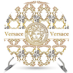 Lofaris Luxury Gold White Vintage Pattern Round Backdrop For Party