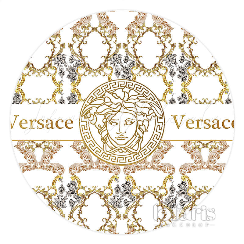 Lofaris Luxury Gold White Vintage Pattern Round Backdrop For Party